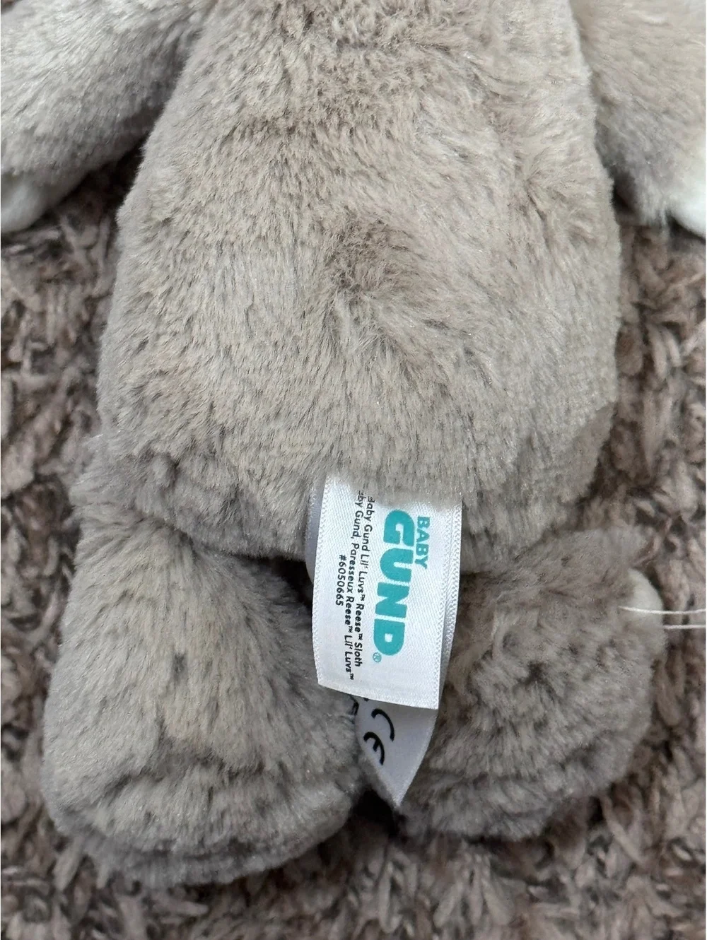 Baby GUND Lil’ Luvs Reese Sloth 12” Plush Gray Stuffed Animal 6050665